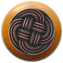 Notting Hill NHW-739M-AC Classic Weave Wood Knob in Antique Copper/Maple wood finish